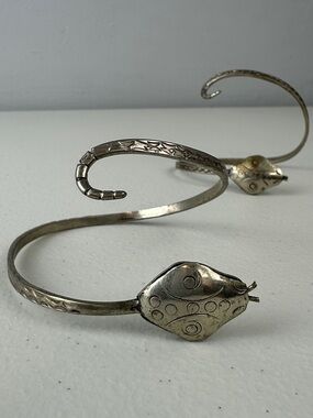 Snake Silver Tone Arm Cuffs Wrap Bracelets